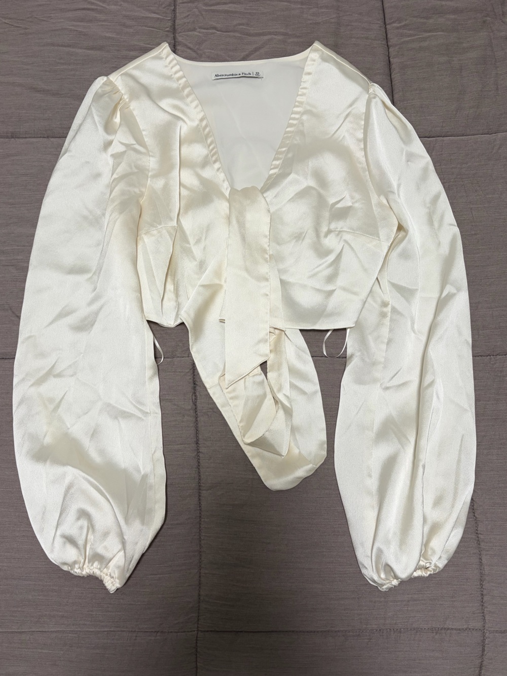 Women’s Abercrombie and fitch satin tie blouse cropped